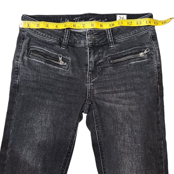 Free People We The Free Black Denim Grey Wash Zipper Accents Skinny Jeans - Picture 4 of 7